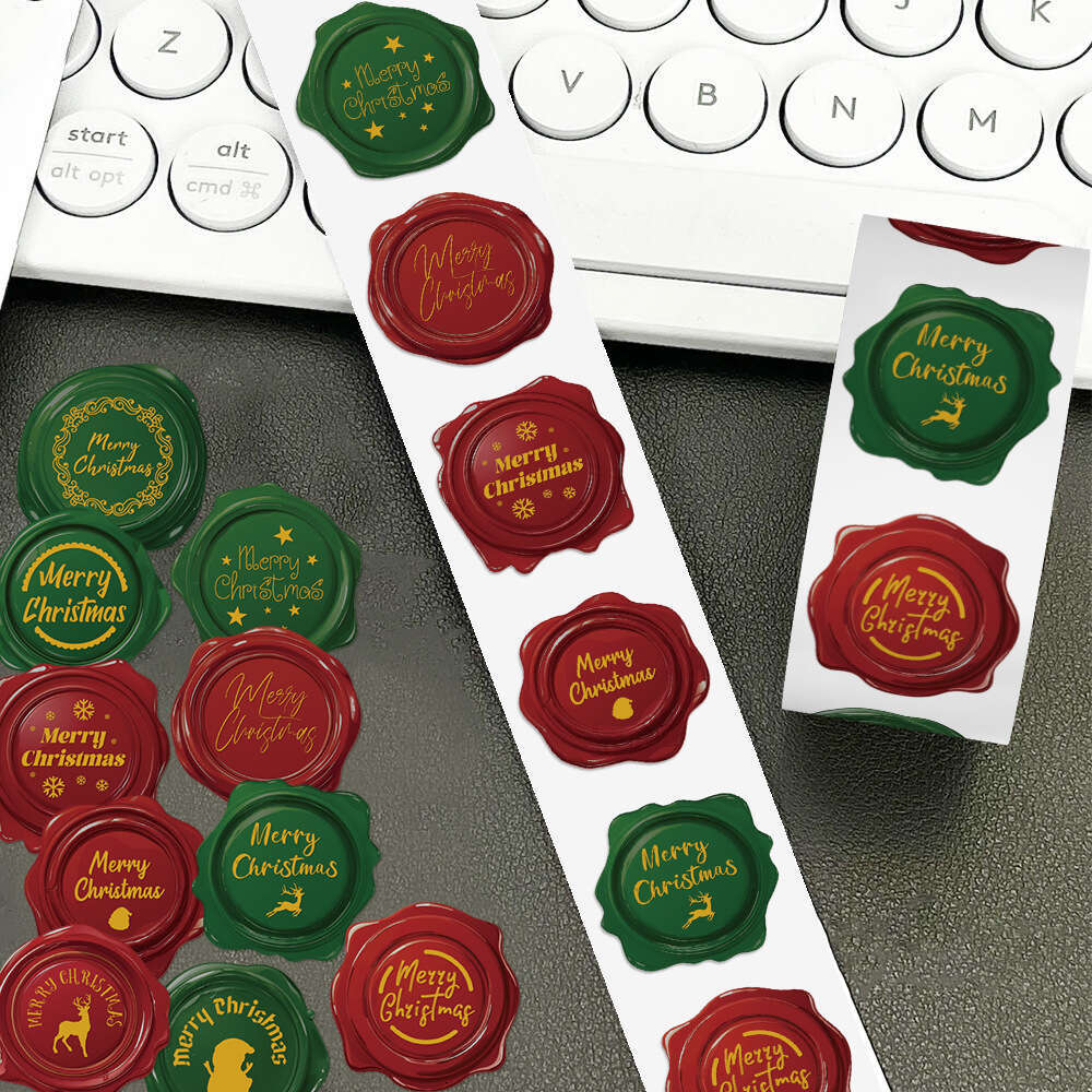 100 sheets/roll of cartoon Christmas stamps, personalized creative stickers, handmade account book envelopes, phone cases, decorative stickers