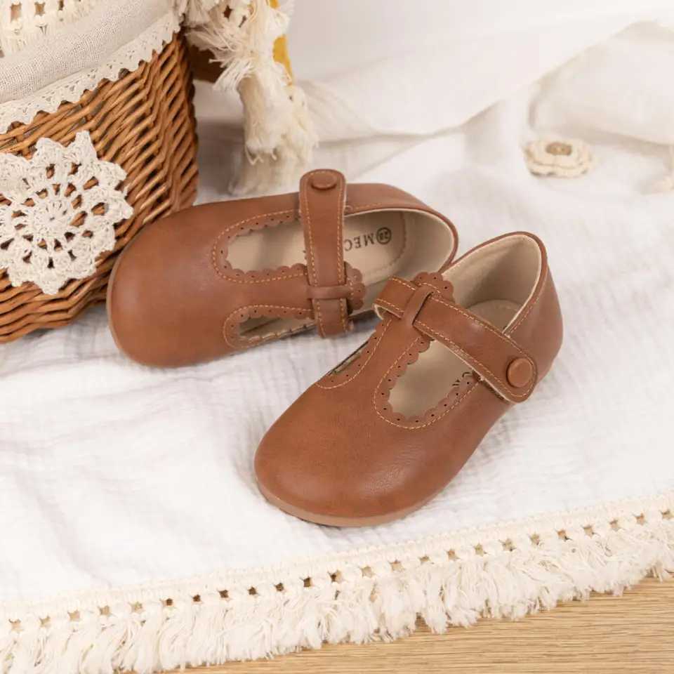 Pumps Flexible Elegant Fashion Breathable Soft PU Leather Solid Color Kids Shoes Non-slip Rubber Sole Fashion Casual SneakersXJ241209