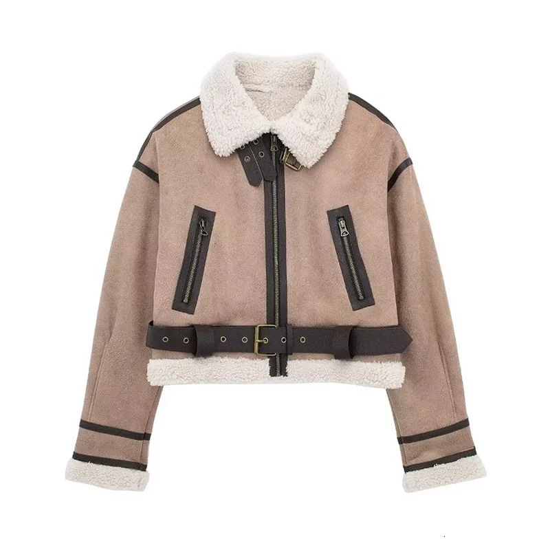 SIYANG Womens AutumnWinter Synthetic Sheepskin Cut Jacket Thick Warm Short Coat Unique Wool 241209