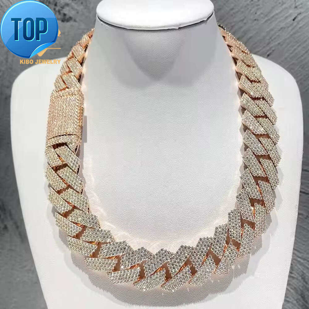 Thick and Heavy 24mm Width 4 Row Moissanite Dia Hop Hip Jewelry Iced Out Cuban k Chain