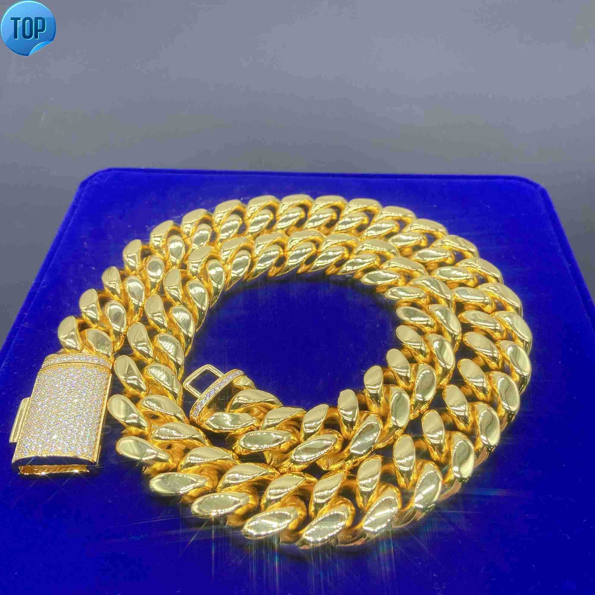 Iced Out VVS Moissanite Dia Custom Cuban Chain Necklace Stainless Steel Jewelry - 8mm 10mm 12mm 14mm Width