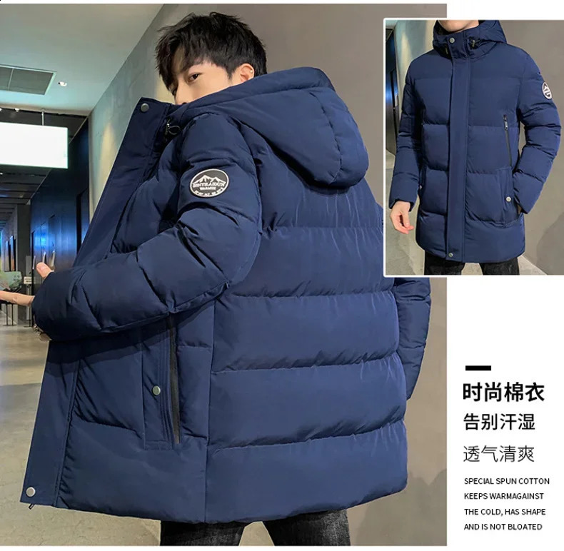 Mens Winter Hooded Parkas Windproof Outwear Hat Male Jacket Waterproof Long Men Warm Coat 241210