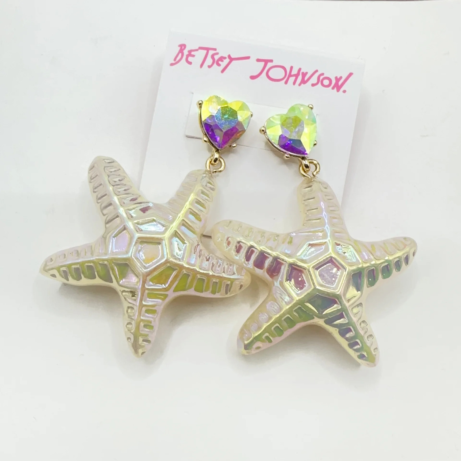 BJ Ocean Gradient colorful fashionable simple exposed relief cute heart-shaped earrings. 241209