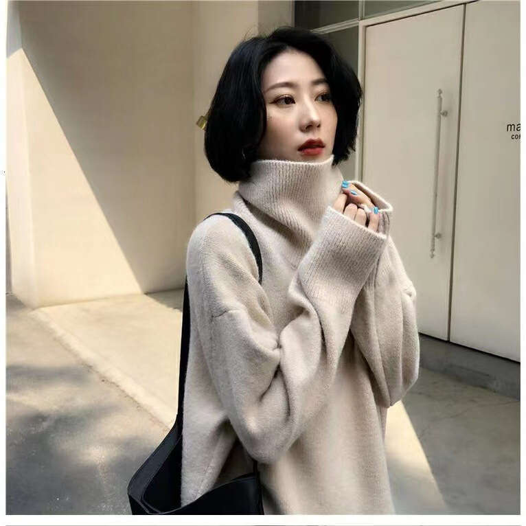 European Station 2022 Autumn/Winter New Sweater Women's High Collar Pullover Loose Bottom Wear Korean Edition Knitted Shirt for Women
