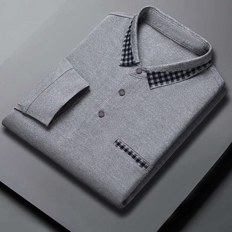 Long Sleeve Mens Polo Shirts Cotton Solid Color Casual for Men Sping Autumn Basic Polos 241202