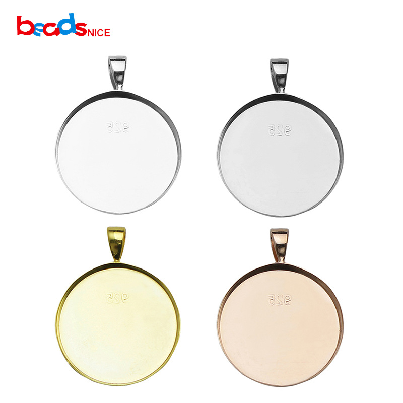 Sterling Silver Cabochon Setting for 25.4mm Stones Ideal for Crafts & Photos, Photographic Jewelry Pendants, Product ID 26727