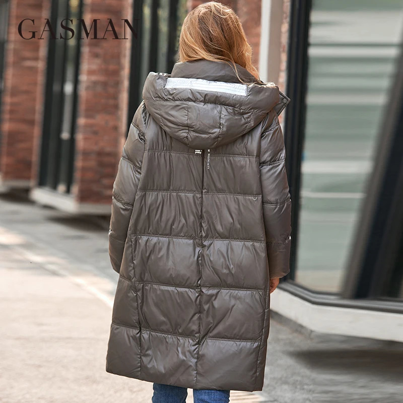 GASMAN Winter Down Jacket Women Warm Long Classic zipper Belt n Pocket Hooded Slim Parkas Female Coat MG81037 241209