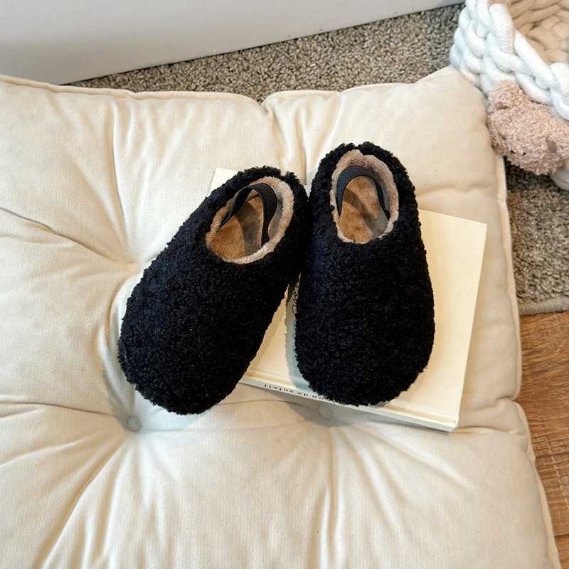 Winter Children Flat Shoes Leisure Fluffy Cover Toe Slip-on Kids Loafers Unisex Light Flexiable Warm Chic Boys Girls Shoe 23-34XJ241209