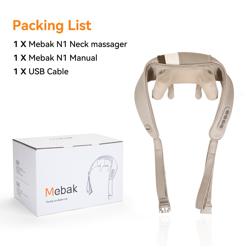 Mebak N1cervical Electric Neck Back Massager Pillow 4D Kneading Hot Compress Muscle Rela Massage Shawl Instrument
