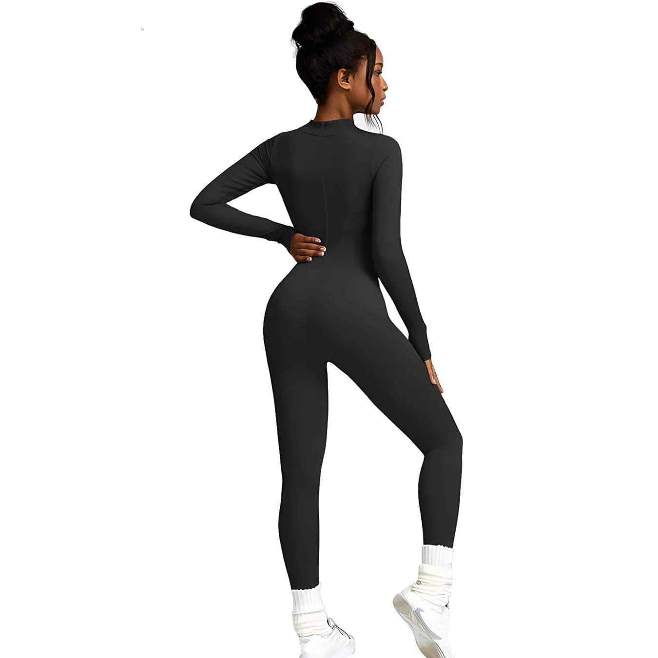 Kliou Solid Black Tight Hoodie Womens Sports Summer Fitness Long Sleeve Zipper Elastic 241209