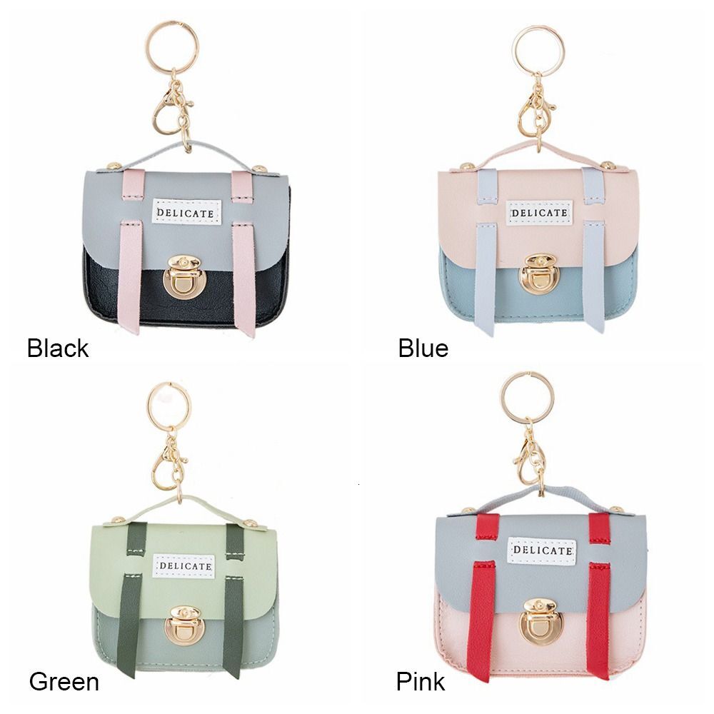 New multi color keychain coin bag gift flip PU leather Bluetooth earphone cover lipstick holder keychain designer mini wallet bag
