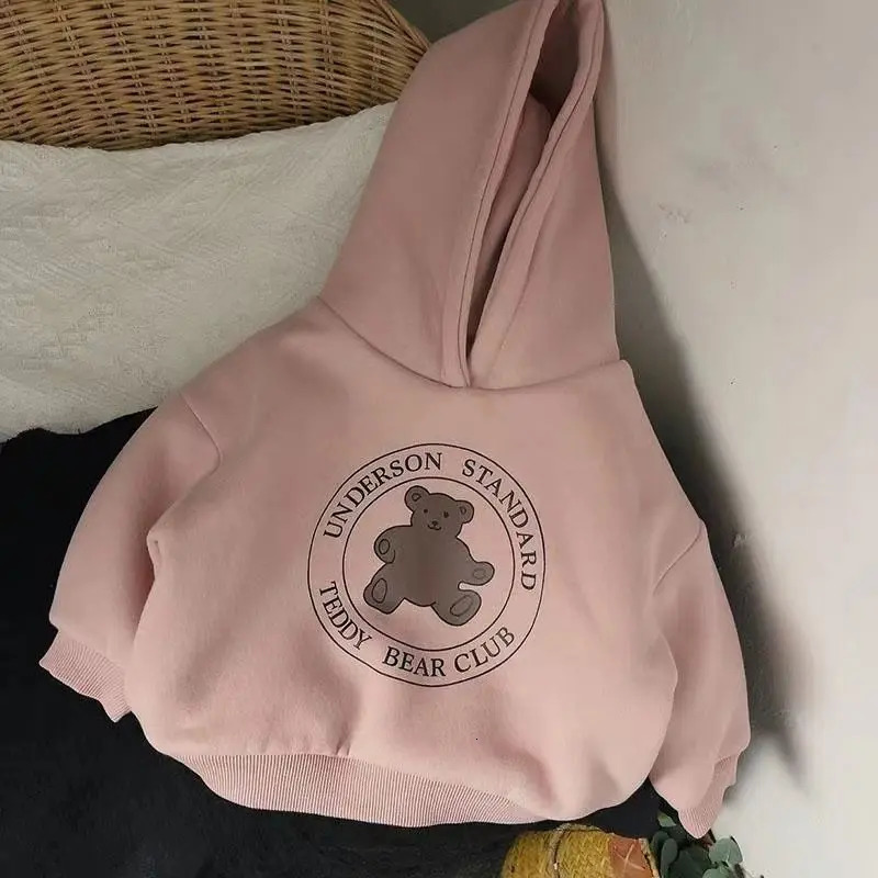 Cute Bear Winter Plush Childrens Girl Sweater Korean Style Childrens Clothing Thick Warm Sweater 241210