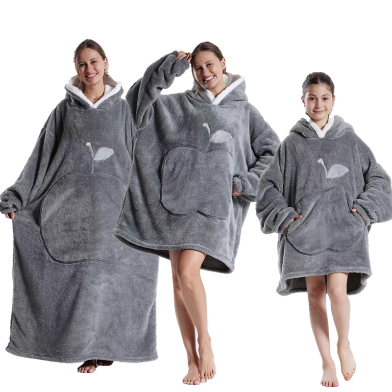 Blankets For Adult Child Extra Long Wearable Blankets Winter Flannel Hooded Blanket with Full Sleeves Men Women Cozy Soft Throw Adult TV Blanket
