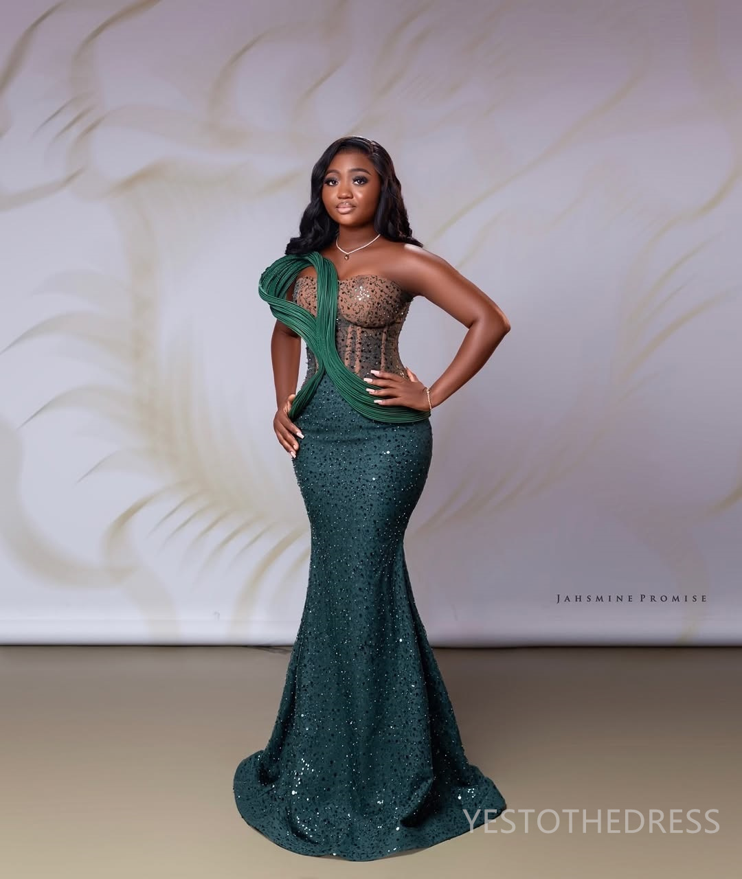 2025 Plus Size Aso Ebi Green Prom Dresses For Special Occasions Mermaid Evening Dresses Strapless Sequined Lace Birthday Dress Second Reception Gown A