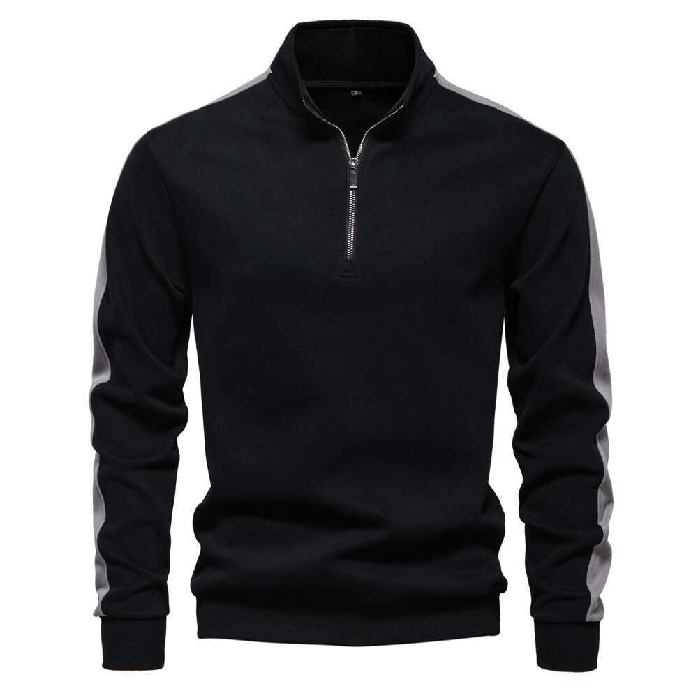 2024 autumn new long sleeved stand up collar patchwork men's sports sweatshirt casual versatile jacket for men