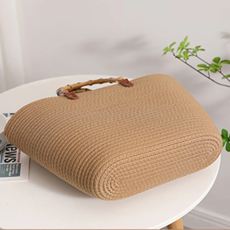 Large capacity womens summer straw beach handbag travel vacation striped womens handbag shoulder bag trend 241205