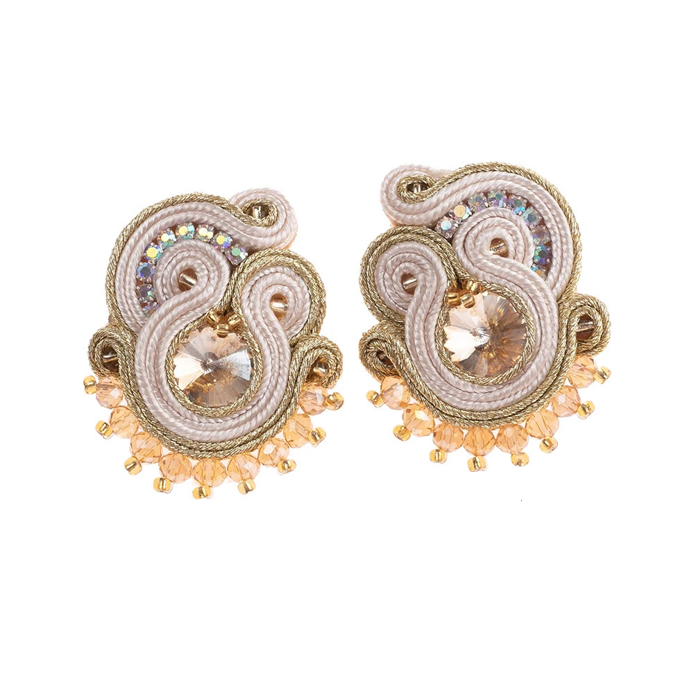 Fashion Soutache earrings for women woven jewelry handmade stud earrings crystal bohemian fashion elegant womens gifts 241209