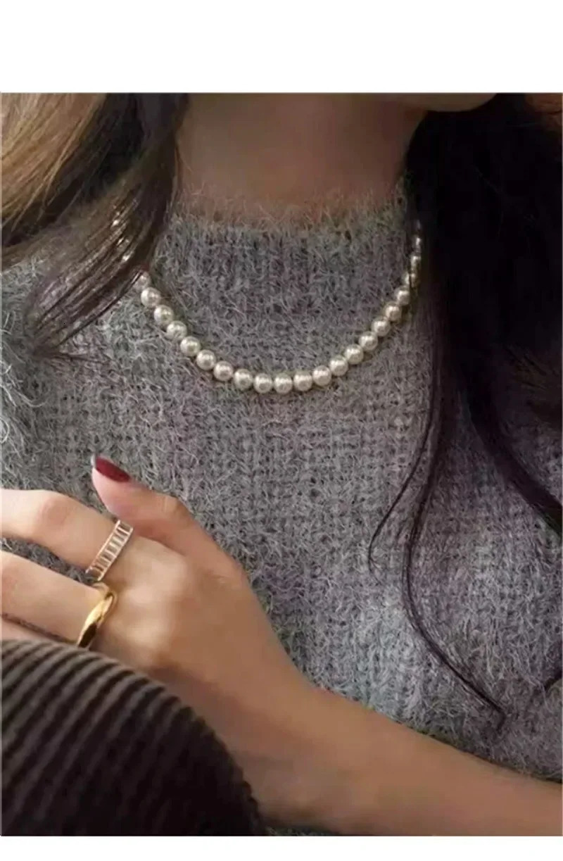 Trend S925 pure silver pearl necklace minimum single buckle chain small n wholesale 241210
