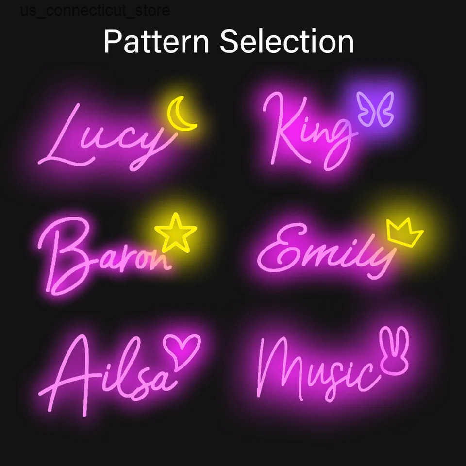 LED Neon Sign Customized Name Signature Personalized Dimmable Neon Night Light Christmas Gift for Boys and Girls Bedroom Decoration Wall Mounted Neon 
