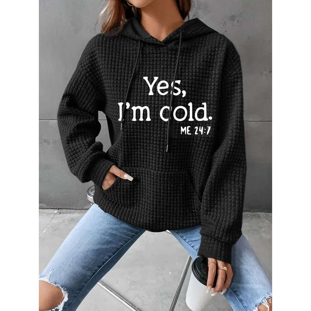 Europe The United States Plus Size Spring And Autumn New Solid Color Letter Hooded Pocket Sweatshirt