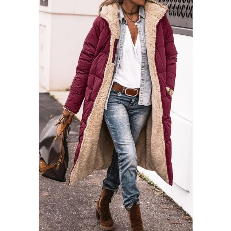 Winter wool Parkas solid color hooded cotton dress jacket long sleeved doublesided cardigan 241212