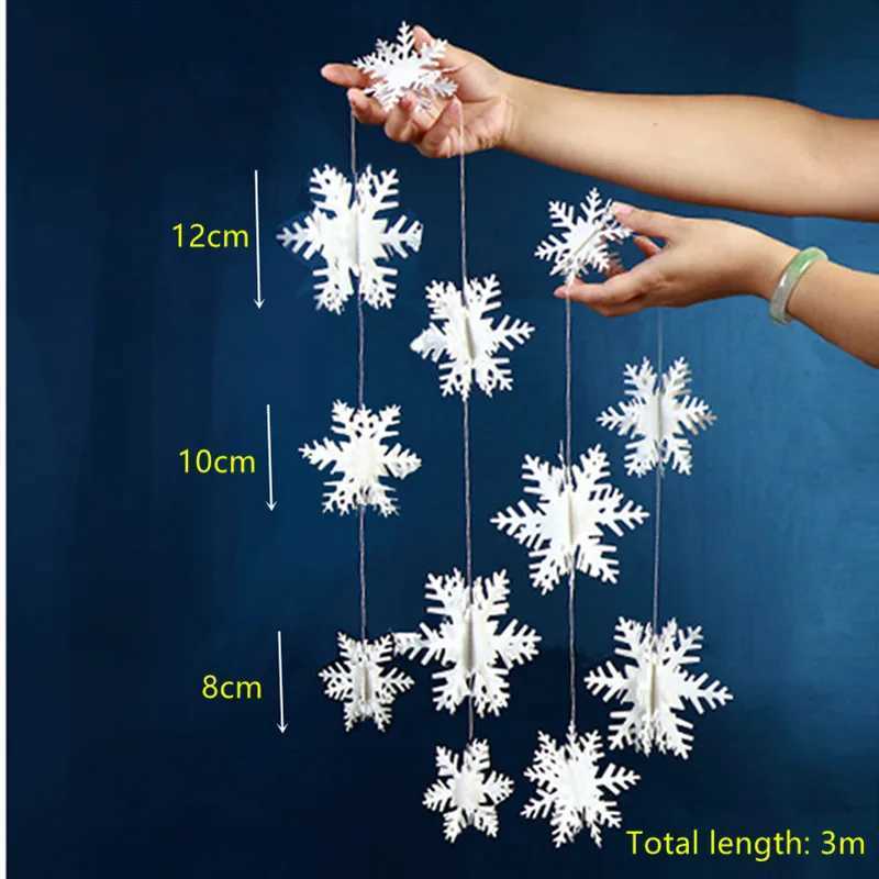 Banners Streamers Confetti Let it Snow Winter Wonderland Party Christmas Banner Paper White Snowflakes Garland Hanging for Frozen Birthday Decoration 