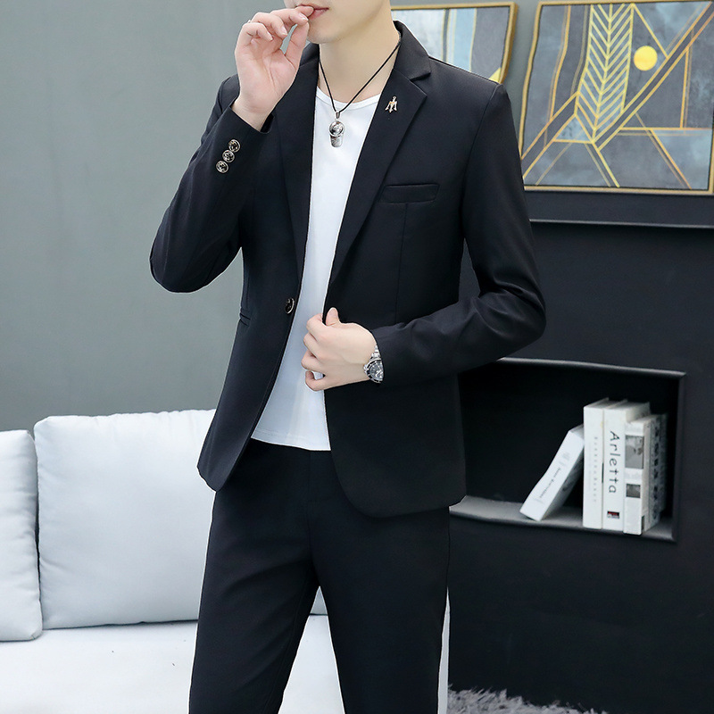 k677 Men's Solid Color Single Suit Jacket - Slim Fit Large