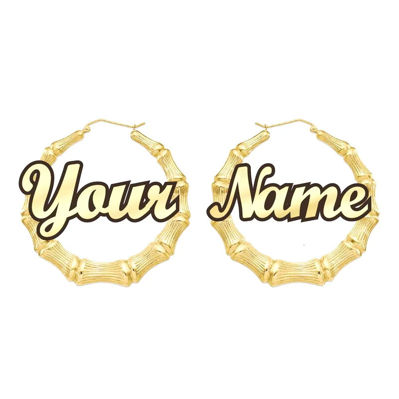 Customized Name Earrings Bamboo Style Customized Earrings Words Declaration Earrings C3 241209