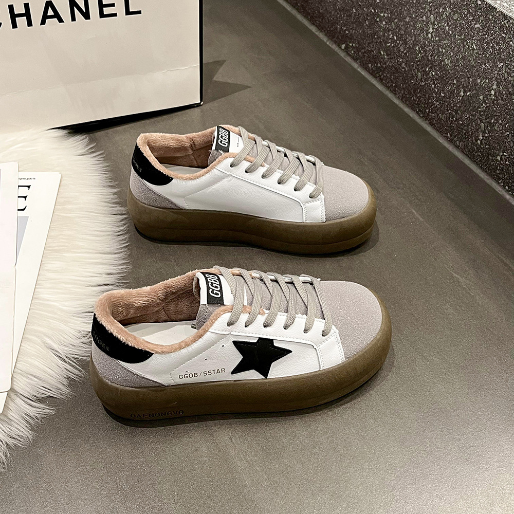 Women Casual Shoes:Fashion Star Design Thick Sole Versatile Spring Leather Korean Version Retro Trendy,Red/Grey/Khaki,Free shipping