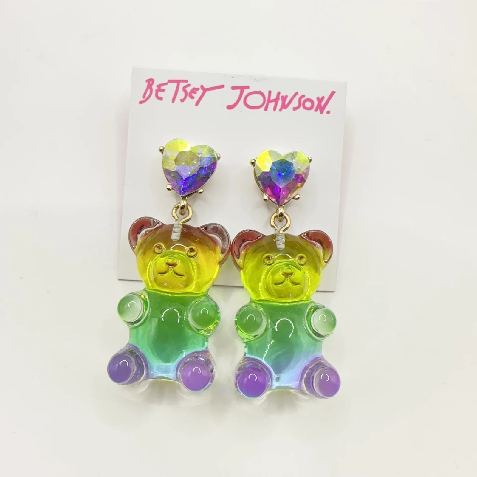 BJ Ocean Gradient colorful fashionable simple exposed relief cute heart-shaped earrings. 241209
