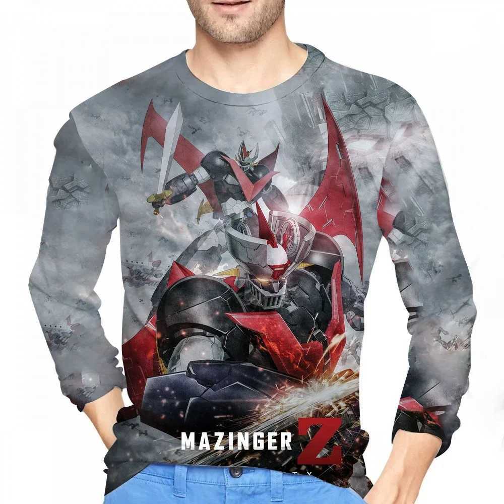 New Mazinger Z Anime Robot T-shirt 3D Printed Mens Long Sleeve T-shirt Street Clothing Oversized Harajuku Childrens T-shirt Top W241210