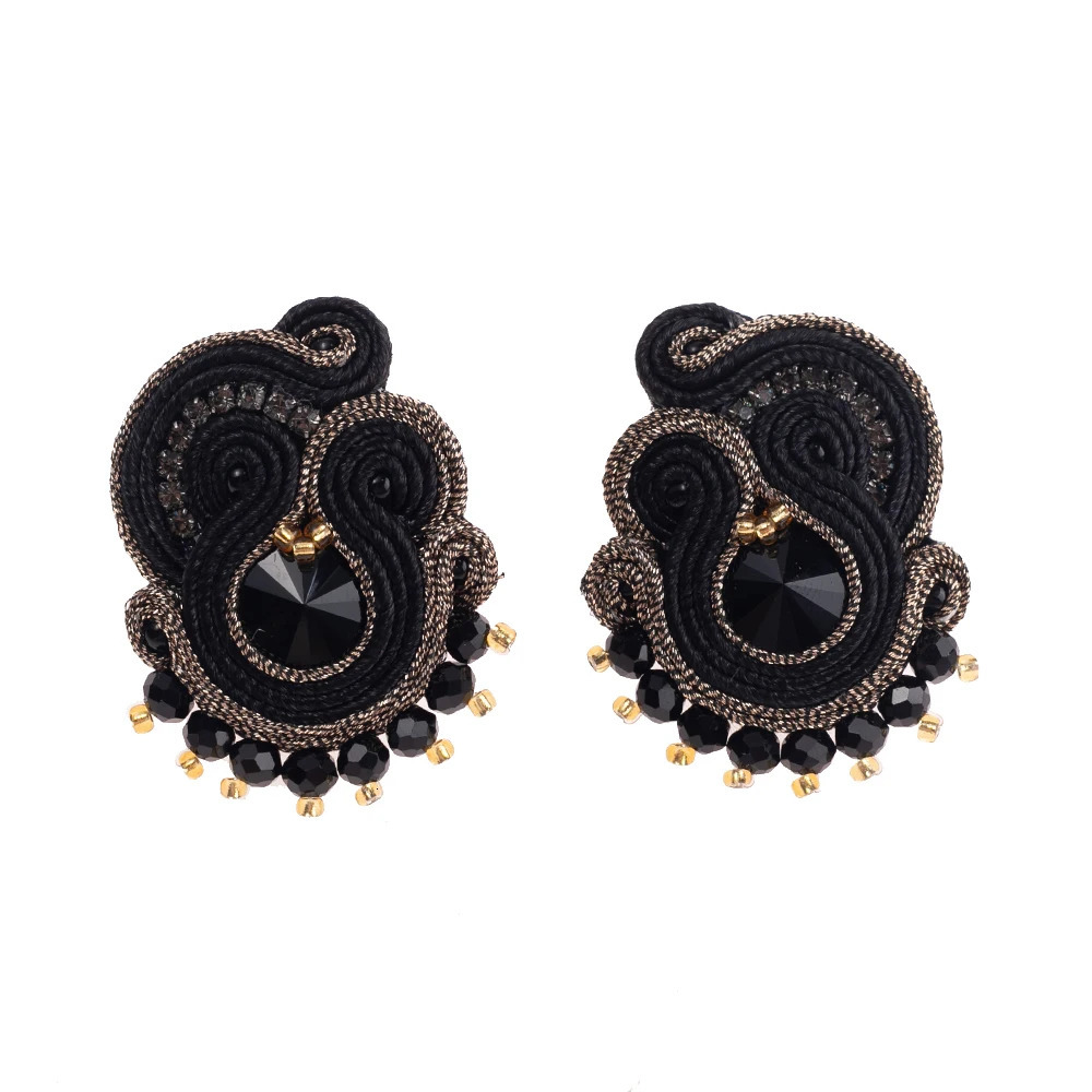 Fashion Soutache earrings for women woven jewelry handmade stud earrings crystal bohemian fashion elegant womens gifts 241209