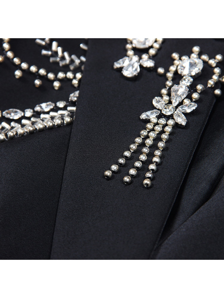 HIGH STREET Newest 2025 Designer Jacket Women's Double Breasted Rhie Dias Beaded Long Blazer Dress