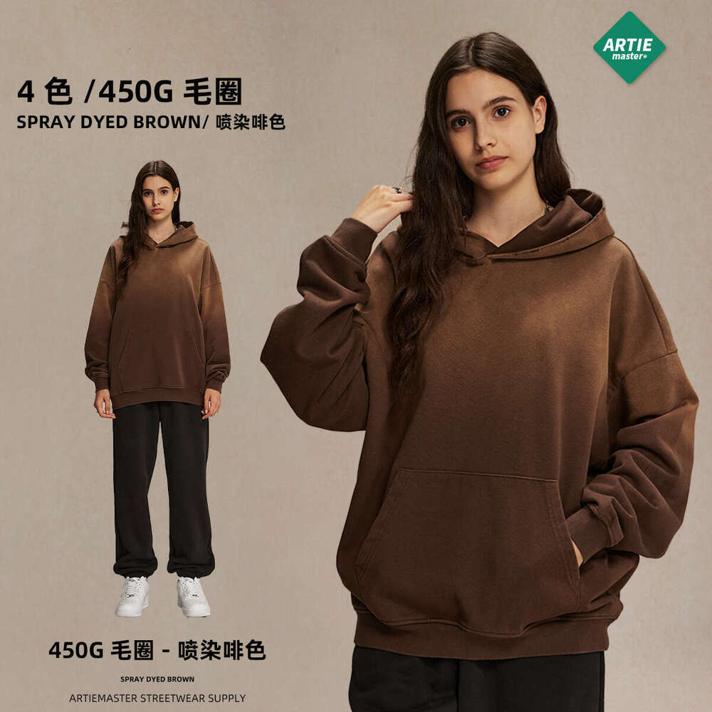 2024 Autumn/Winter New Product: Vintage Hooded Hoodie for Men, 450g Heavy Weight Washed with Broken Holes
