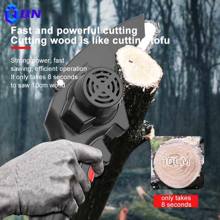 Battery powered chainsaw 4-Inch with 2 Battery Cordless pole chainsaw with Security Lock Handheld Small Chainsaw