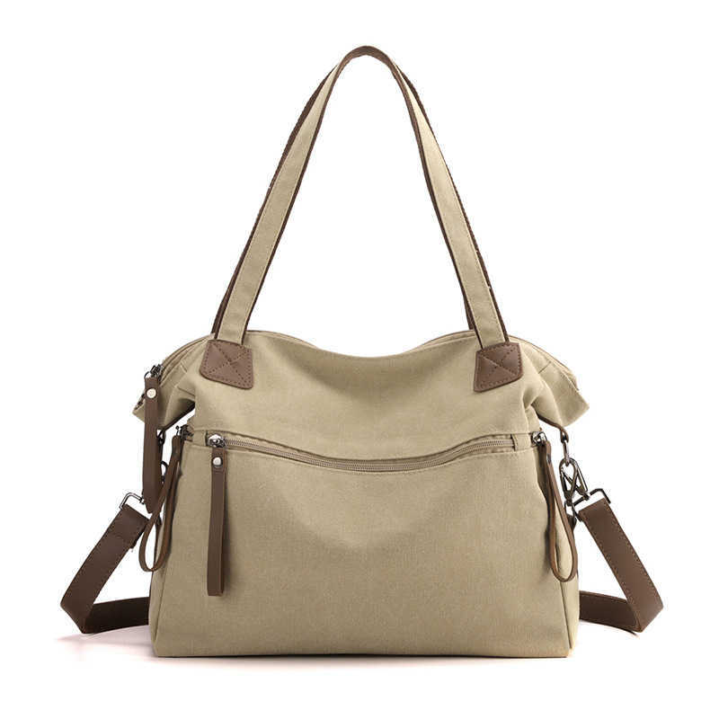 versatile minimalist new single shoulder crossbody large capacity contrasting color tote canvas bag 241215