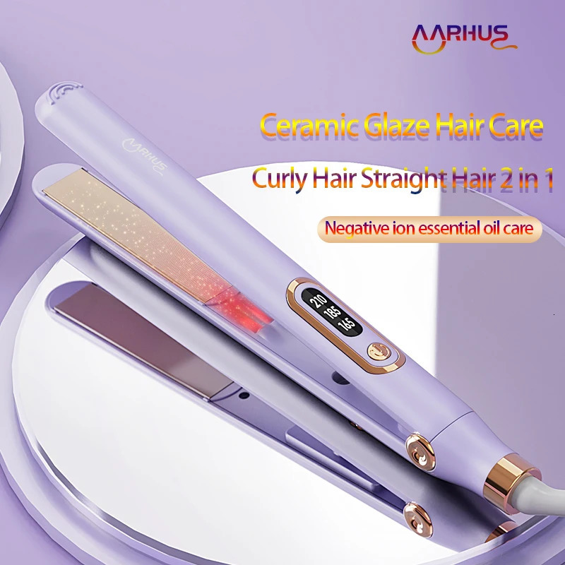 Womens Hair Curler Straightener 2 In 1 Professional Negative Ion Essential Oil Maintenance Beauty And Health Styling Tool 241224