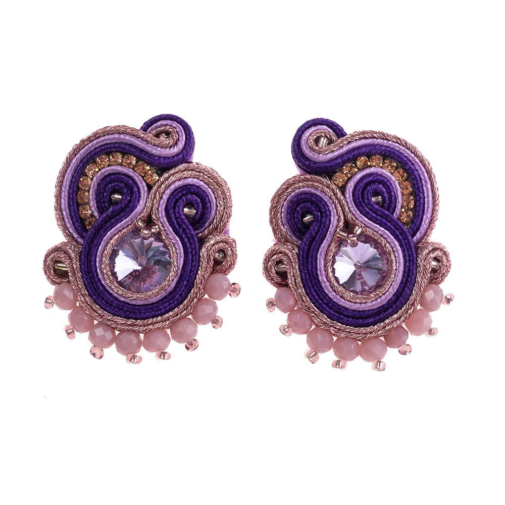Fashion Soutache earrings for women woven jewelry handmade stud earrings crystal bohemian fashion elegant womens gifts 241209