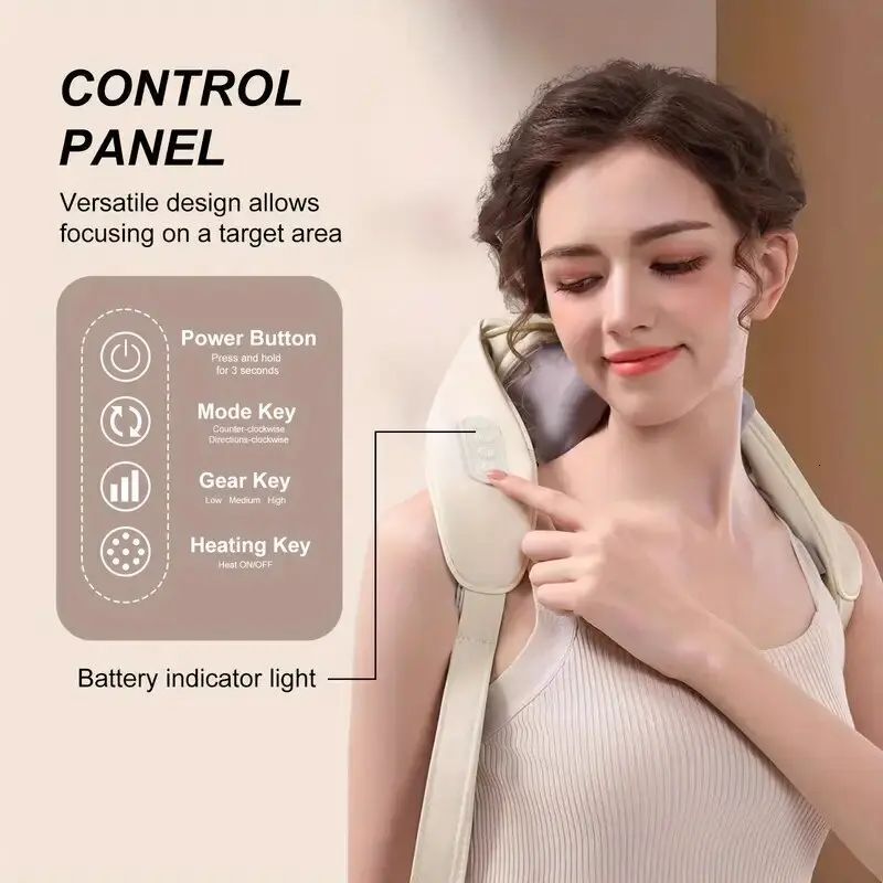 Neck With Low Heat Back Shoulder Massager Area Coverage Bionic Kneading Wireless Massage