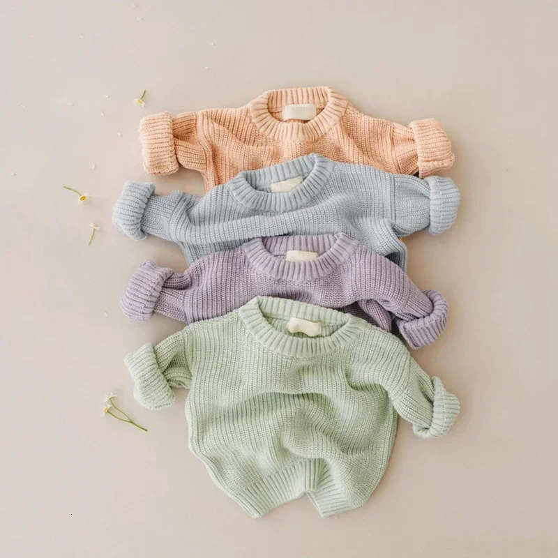 0-6T born Baby Sweater Boys and Girls Winter Clothing Warm Thick Knitted Pullover Top Baby Long Sleeve Basic Knitted Set 241210