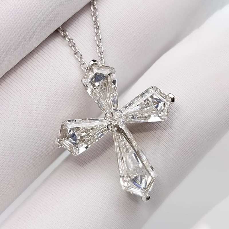 Sterling Sier Cross Necklace - Elegant Pendant Necklace, Sier, Cubic Zirconia, Fashion Jewelry for Women Free shipping