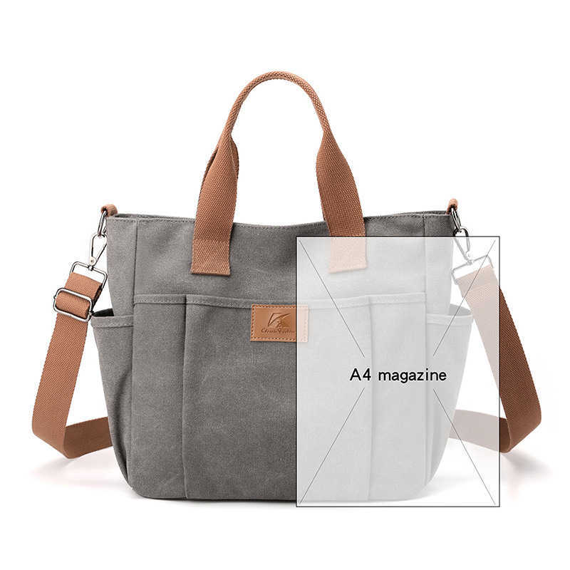 Shoulder Bag Women's Bag Trend Versatile Simple Fashion Korean Version Large Capacity Handheld Crossbody Canvas Treasure Bag 241215