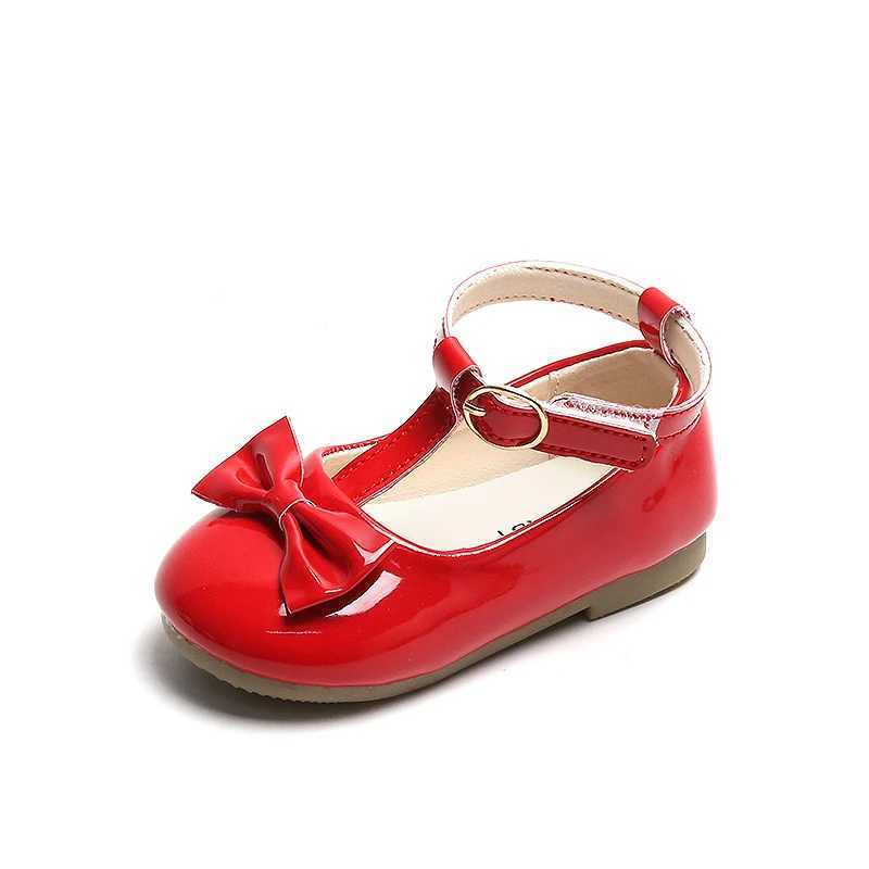 Newest Spring Autumn Baby Girls Fashion Patent Leather Big Bow Princess Mary Janes Par Shoes Solid Color Student Flats ShoesXJ241209