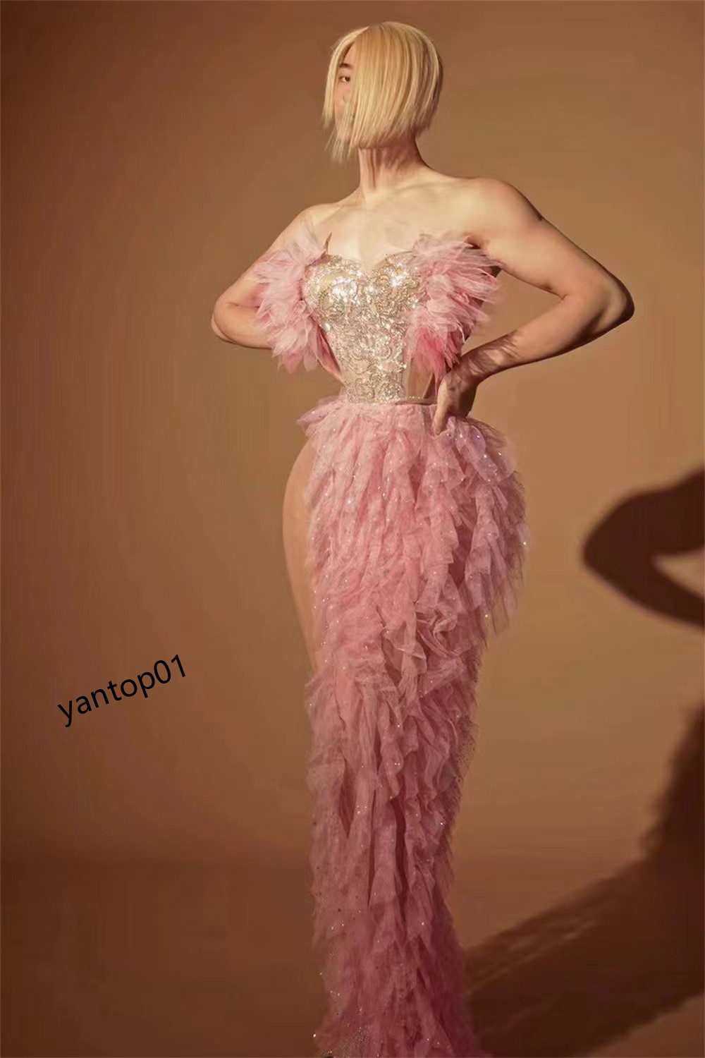 dress casual dresses gold rhinestones fringes short dress women dance show performance evening party stage costume birthday celebrate designer dress 2