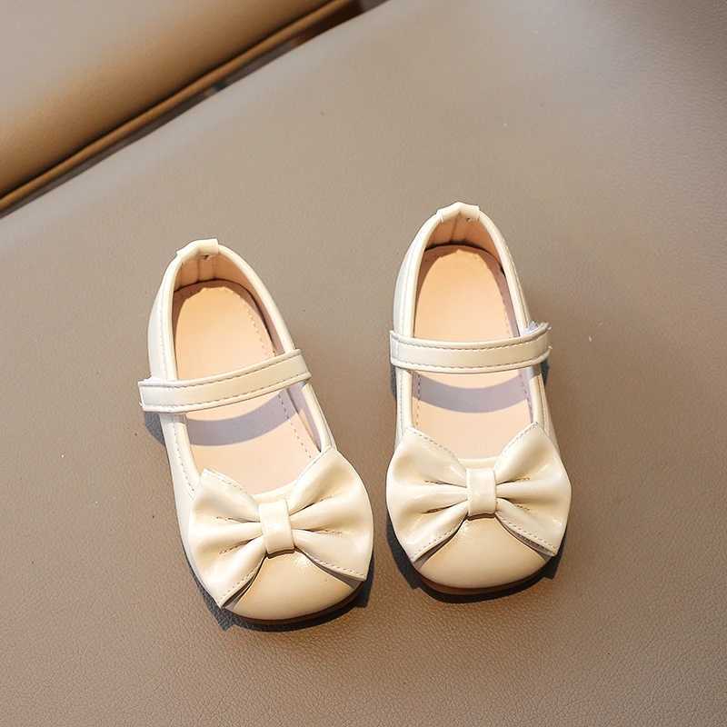 Girls Flat Shoes Bowknot Pu Leather Par Four Seasons Children Princess Shoe 21-35 Solid Color Sweet Round Toe Kids Mary JanesXJ241209