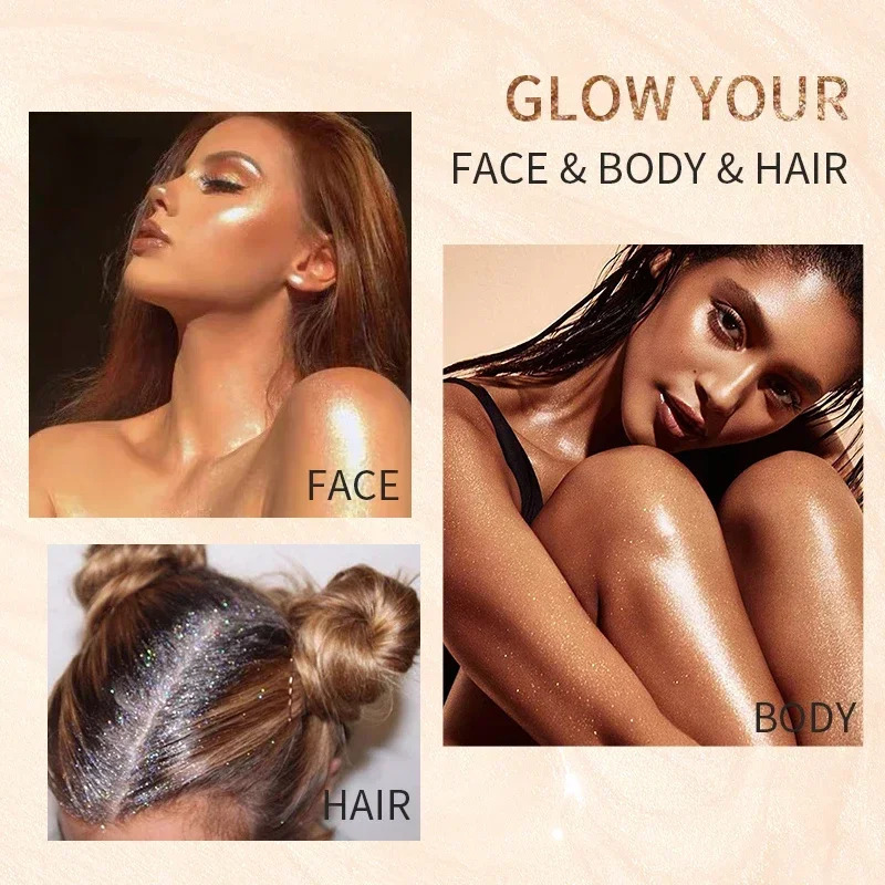 Diamond Liquid Highlight Waterproof High Gloss Glitter Body Bronzer Highlight Long-lasting Wear Face Contour Makeup 241209