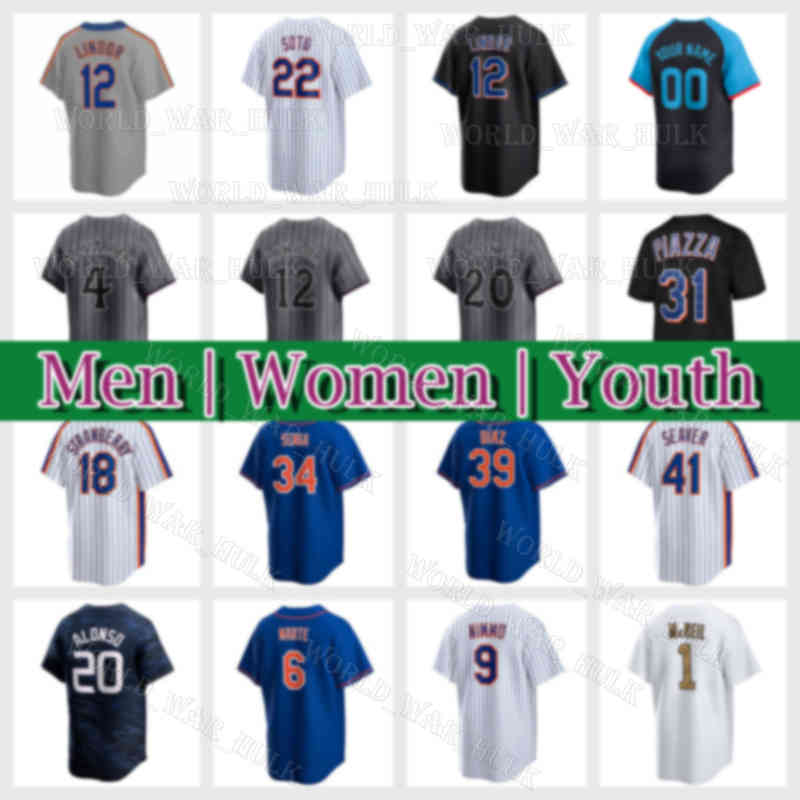 12 Francisco Lindor 22 Juan Soto Baseball Jersey 4 Alvarez 39 Edwin Diaz Starling Marte Mark Vientos Brandon Nimmo Kodai Senga Mikes Piazza Tom Seaver Luisangel Acuna