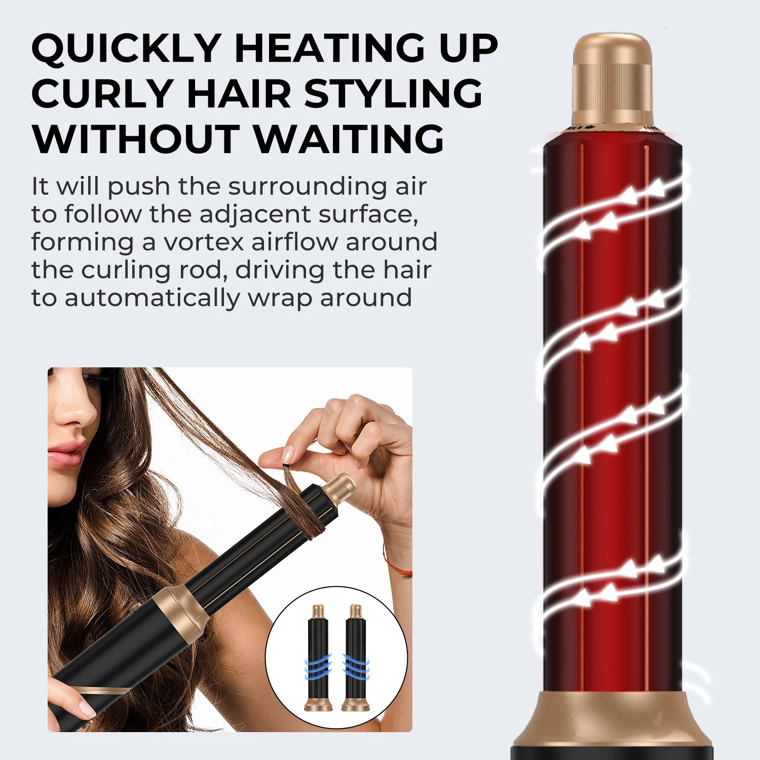 Professional Foldable Hair Dryer 5 In 1 Hair Styler Air Brush Powerful Ionic Blow Dryer with Comb Automatic Hair Curler 241209