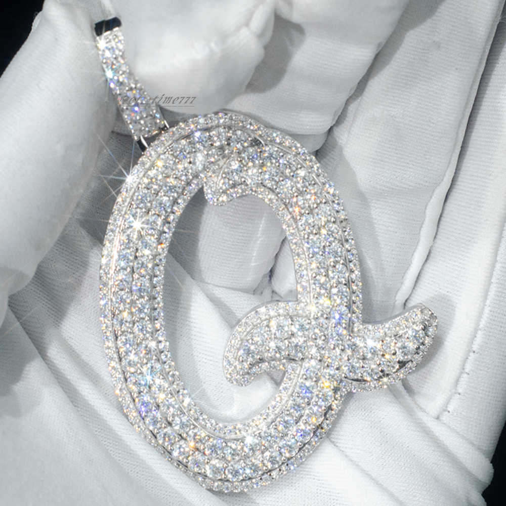 Custom Iced Out Initial Single Letter A~Z Hip Hop Pendant 925 Silver VVS Baguette Moissanite Men Jewelry Charm Necklace Pendant