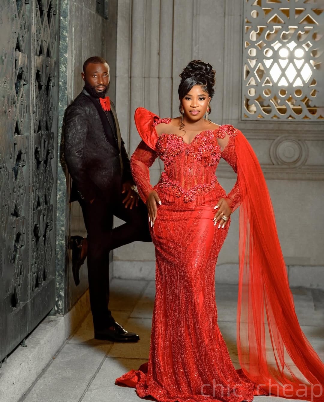 Red Mermaid Prom Dresses 2025 Beaded Pearls Full Sleeves Sequined Evening Formal Party Second Birthday Engagement Gowns Plus Size Dress For Special Oc